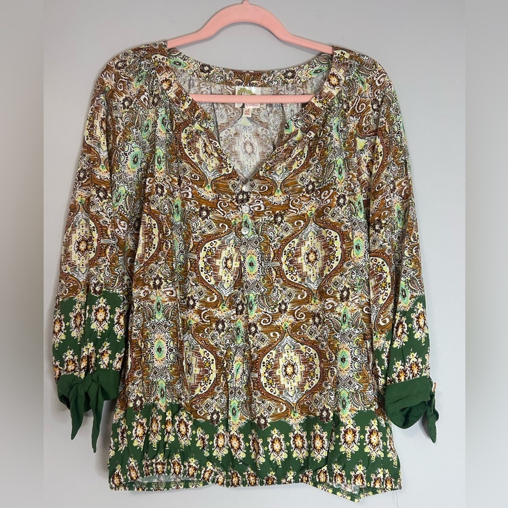 Fig and Flower Anthropology Multicolor Women's Boho Hippie Abstract Size XL
